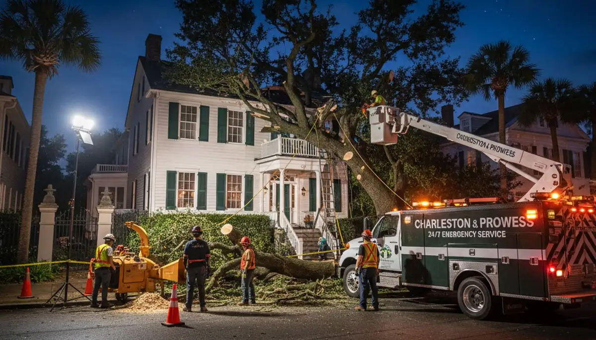 24/7 emergency tree removal service restoring safety for Charleston SC homes day or night