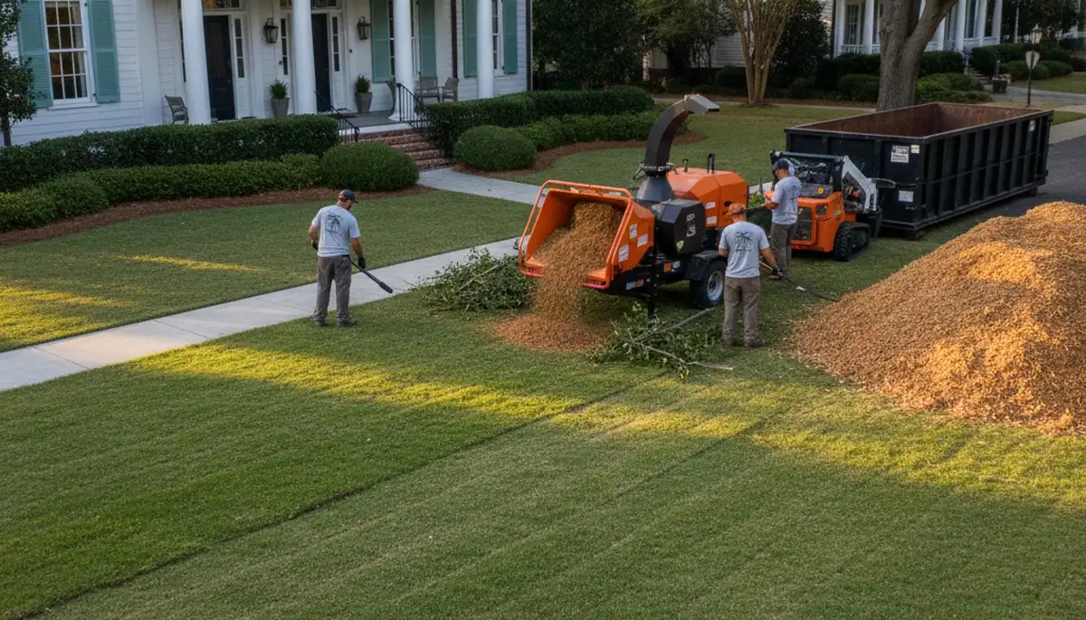 Completed tree removal and yard restoration by professional crew in Charleston, SC