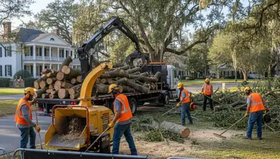 Debris removal and wood chipping after shrub clearing in Charleston SC by local tree service experts