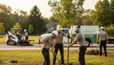 Arborists planting coastal trees in Charleston SC yard for Chop Chop Tree service