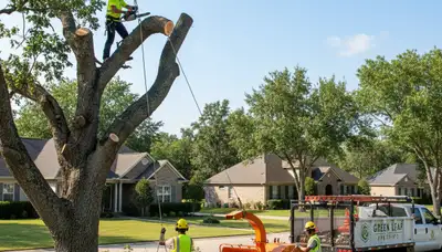 Professional tree removal service in Charleston SC clearing storm-damaged oak safely