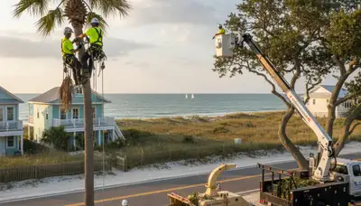 Professional tree removal service in Charleston SC safely cutting large oak branches