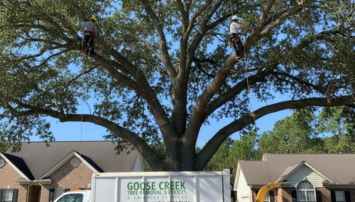 Professional tree removal service in Charleston SC safely clearing residential property trees
