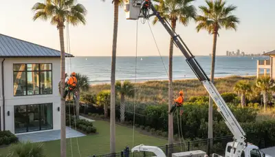 Professional tree removal service in Charleston SC safely clearing large oak trees