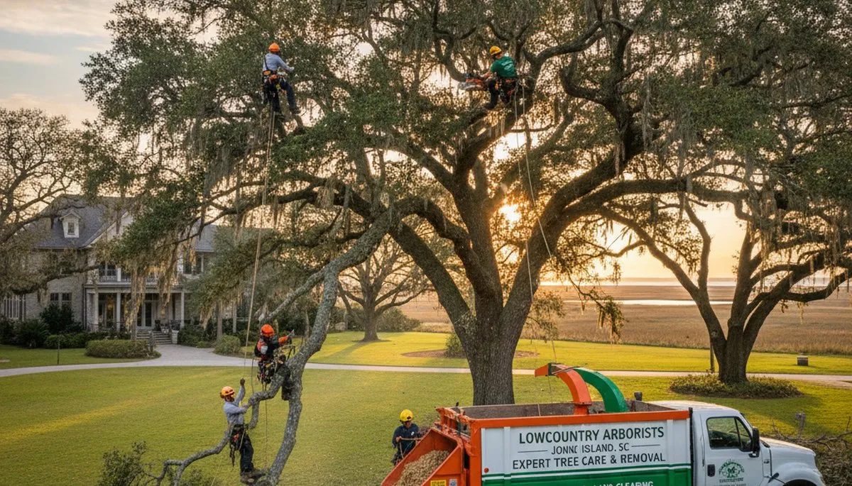 Professional tree removal service in Charleston SC safely cutting and clearing residential trees