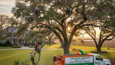 Professional tree removal service in Charleston SC safely cutting and clearing residential trees