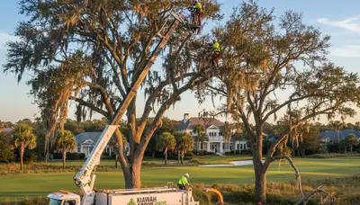 Professional tree removal service in Charleston SC safely clearing damaged oak trees