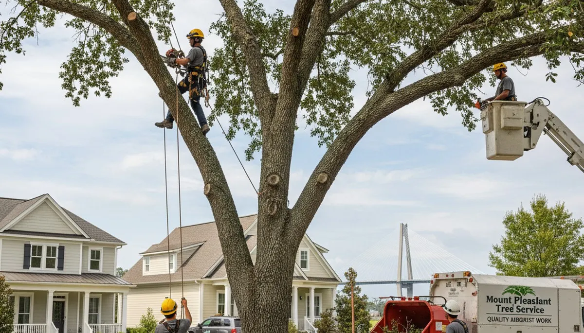 Professional tree removal service in Charleston SC safely cutting and clearing residential trees